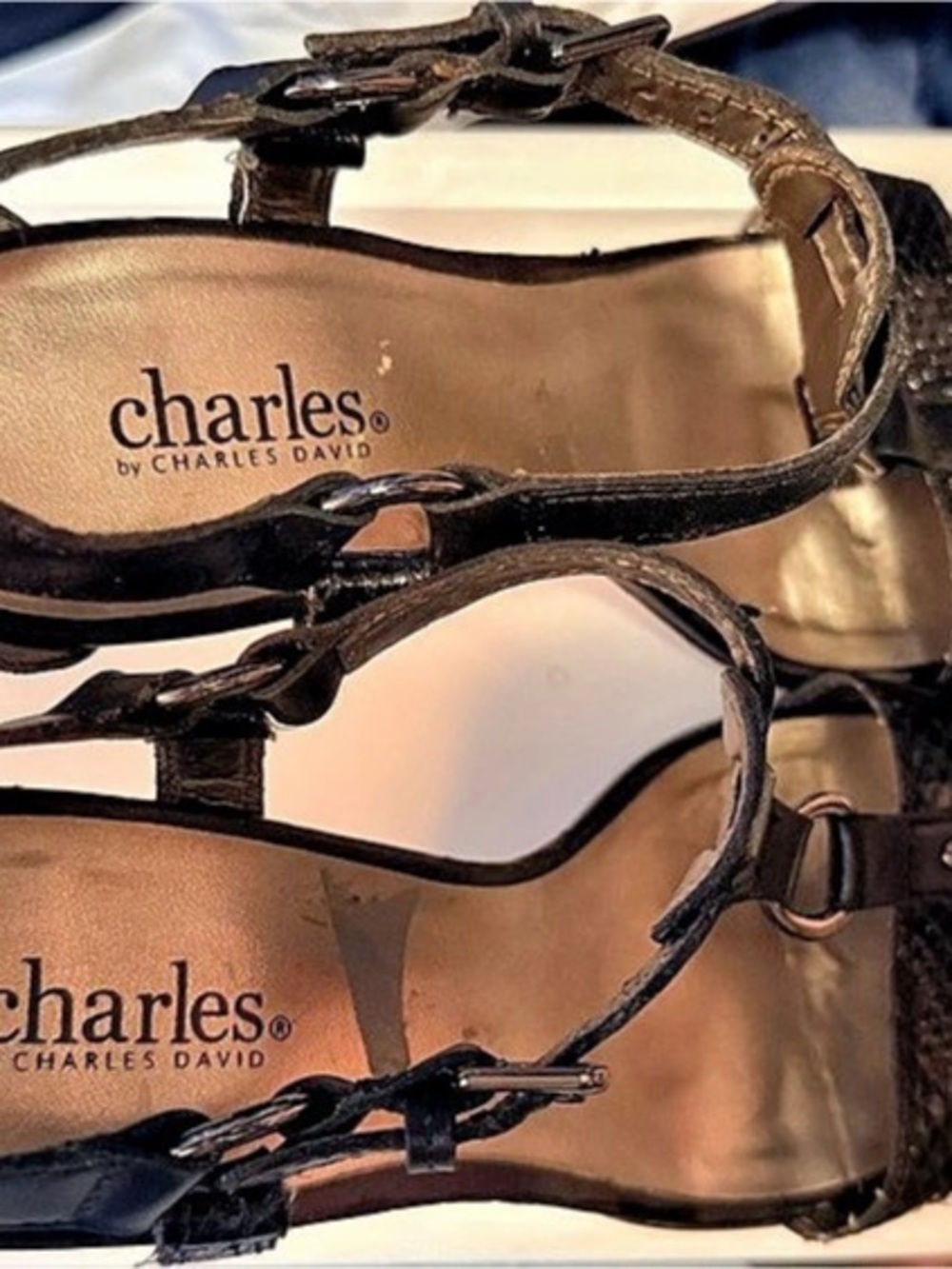 charles by Charles David Black Strappy Heels